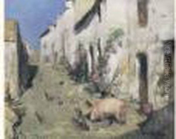 La Ferme Oil Painting by Pierre Eugene Montezin