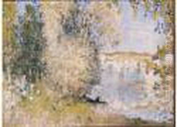 Bords De Seine Aux Environs De Rouen Oil Painting by Pierre Eugene Montezin