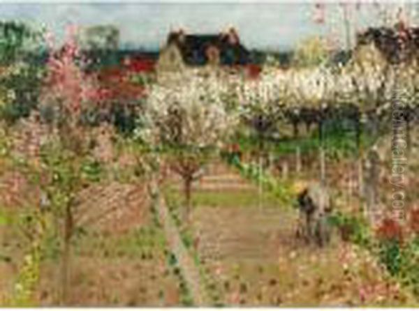 Le Jardinier Dans Le Potager A Veneux Les Sablons Oil Painting by Pierre Eugene Montezin