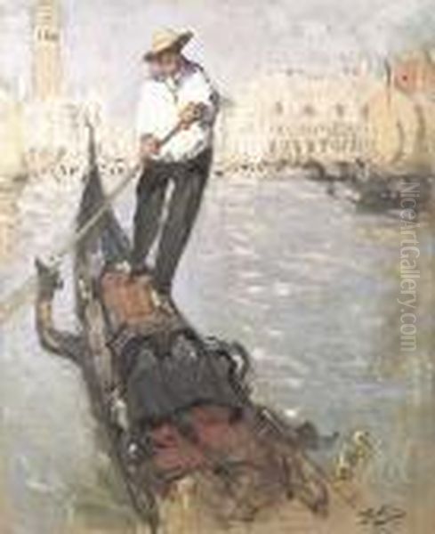 Le Gondolier Oil Painting by Pierre Eugene Montezin