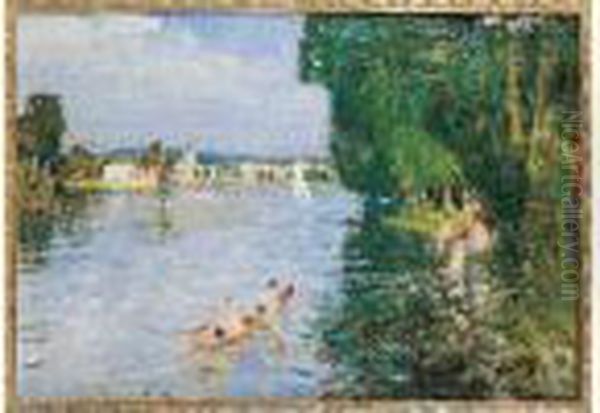 Apres Midi Au Bord De L'eau Oil Painting by Pierre Eugene Montezin