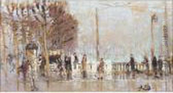 Pont De Paris Anime Oil Painting by Pierre Eugene Montezin