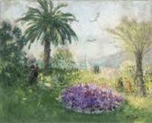 Cannes, La Croisette Oil Painting by Pierre Eugene Montezin