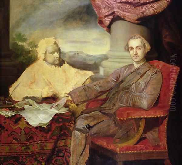 Portrait of Lord Rockingham 1730-82 and Edmund Burke 1729-97 c.1766 Oil Painting by Sir Joshua Reynolds