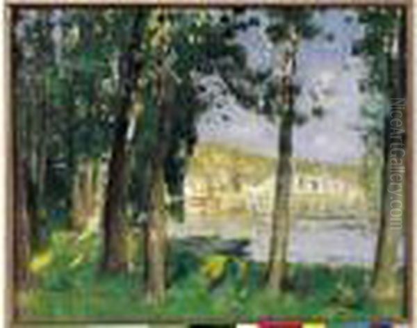 Bord De Lac Oil Painting by Pierre Eugene Montezin