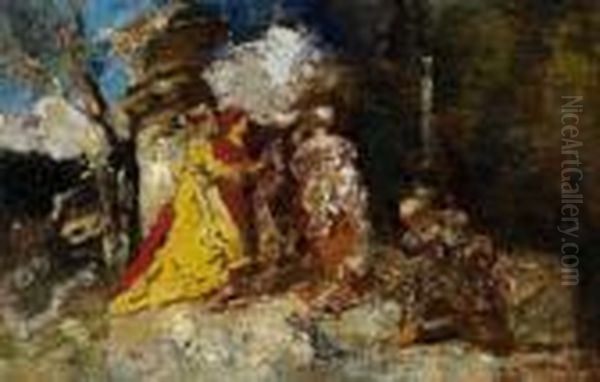 Le Rendez-vous Oil Painting by Adolphe Joseph Th. Monticelli