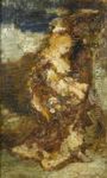 Seated Lady Oil Painting by Adolphe Joseph Th. Monticelli