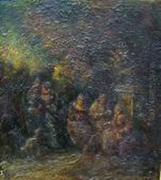 Bears Signature Oil Painting by Adolphe Joseph Th. Monticelli