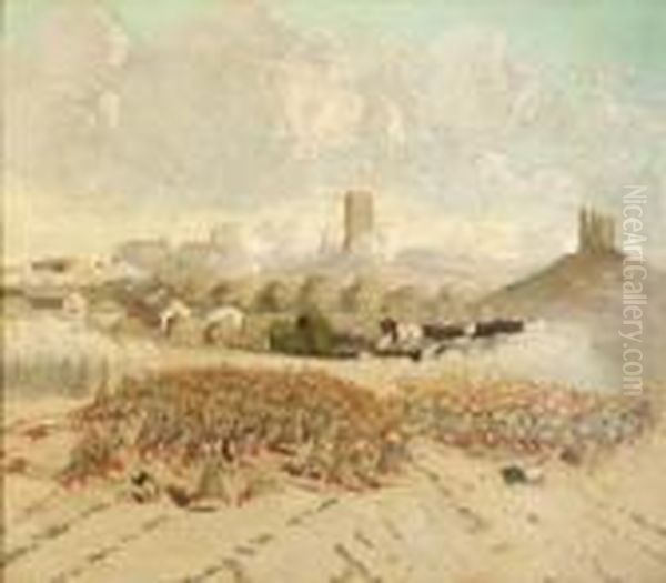 Bataille De Solferino, Le 24 Juin 1859. Oil Painting by Adolphe Joseph Th. Monticelli