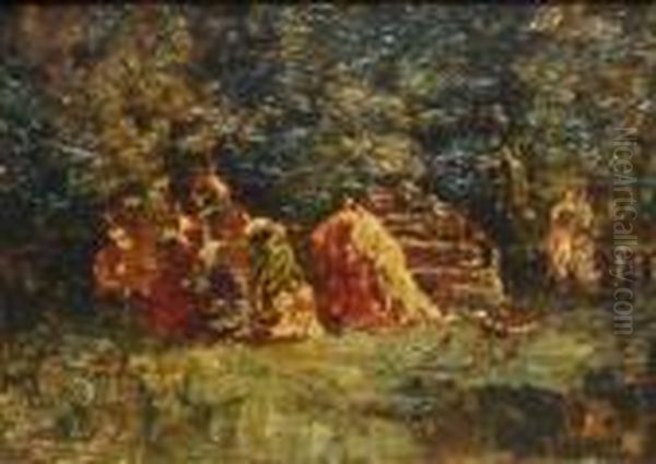 Scene Galante Oil Painting by Adolphe Joseph Th. Monticelli