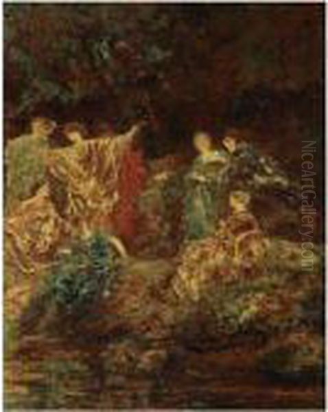 Festivite - Le Symposium Oil Painting by Adolphe Joseph Th. Monticelli