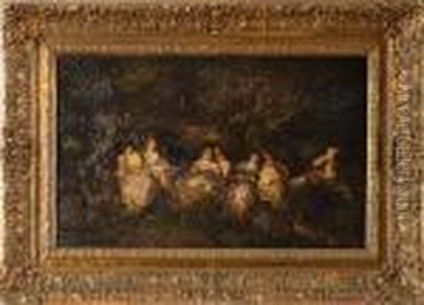 Fete Champetre Oil Painting by Adolphe Joseph Th. Monticelli