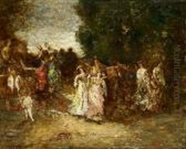 Fete Galante Dans Le Parc Oil Painting by Adolphe Joseph Th. Monticelli