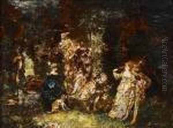 Serenade A La Campagne Oil Painting by Adolphe Joseph Th. Monticelli