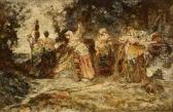 Femmes A La Source Oil Painting by Adolphe Joseph Th. Monticelli