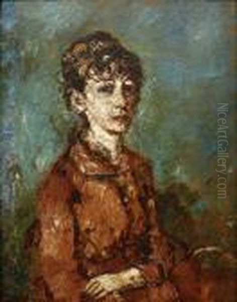 Lady's Portrait Oil Painting by Adolphe Joseph Th. Monticelli