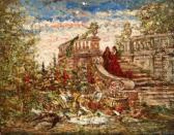 Landscape Banquet Oil Painting by Adolphe Joseph Th. Monticelli