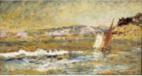 La Mer A Cassis [ ; The Sea At Cassis ; Oil On Panel Signed] Oil Painting by Adolphe Joseph Th. Monticelli