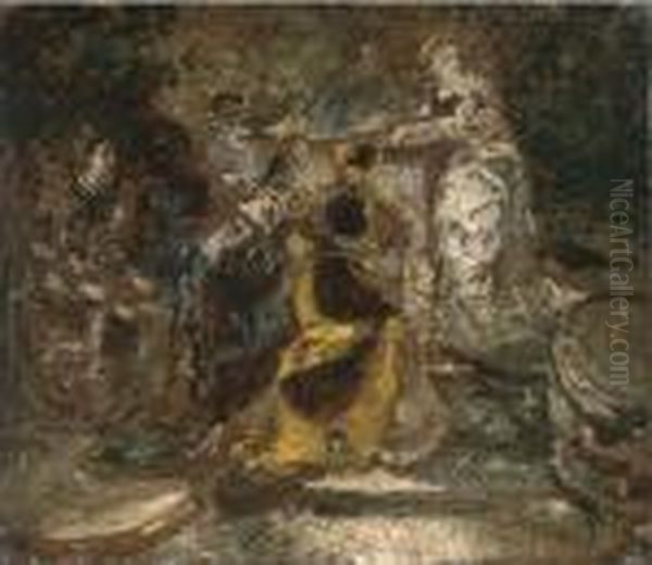 A Musical Soiree Oil Painting by Adolphe Joseph Th. Monticelli