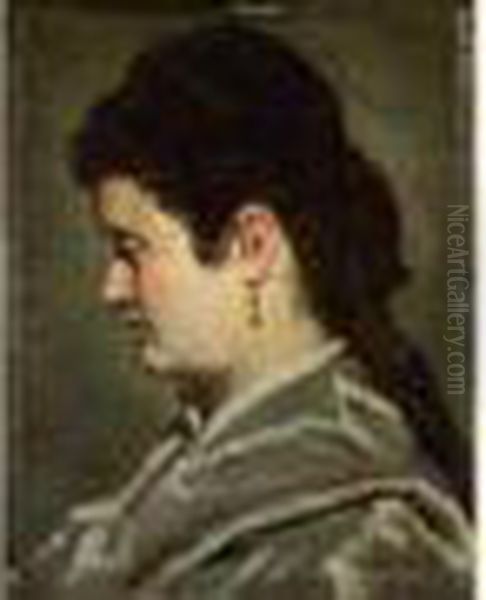 Portrait Presume De Madame Teissier Oil Painting by Adolphe Joseph Th. Monticelli