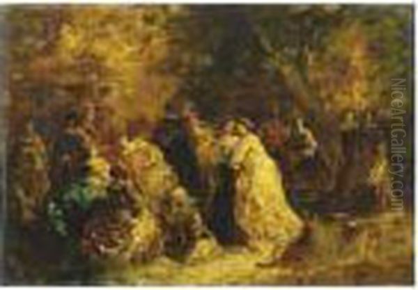 Reunion Dans Un Parc Oil Painting by Adolphe Joseph Th. Monticelli