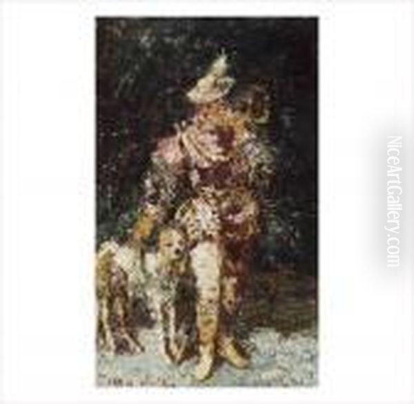 Le Piqueux Et Son Chien Oil Painting by Adolphe Joseph Th. Monticelli