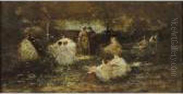 Reunion Dans Un Parc Oil Painting by Adolphe Joseph Th. Monticelli