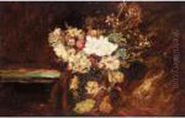 Bouquet Of Flowers Oil Painting by Adolphe Joseph Th. Monticelli