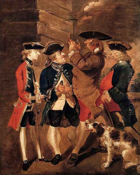 Portrait Of Charles Turner Sir William Lowther Joseph Leeson And Monsieur Huet Oil Painting by Sir Joshua Reynolds