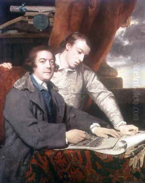 Portrait of James Paine 1717-89 architect, and his son James, 1764 Oil Painting by Sir Joshua Reynolds