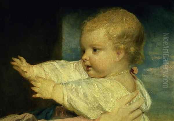 Portrait of Caroline, Duchess of Marlborough with her daughter Lady Caroline Spencer Oil Painting by Sir Joshua Reynolds