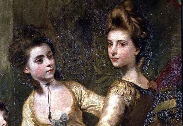 Two Elegant Young Girls, detail from the painting The Fourth Duke of Marlborough and his Family, 1777-78 Oil Painting by Sir Joshua Reynolds