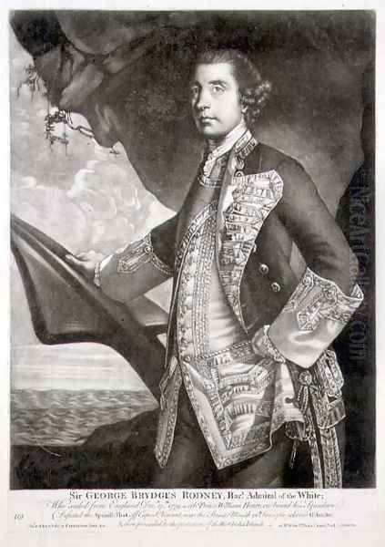 Portrait of Sir George Brydges Rodney 1719-92 Admiral of the White, engraved by William Dickinson 1746-1823 pub. by Carington Bowles fl.1744-93 Oil Painting by Sir Joshua Reynolds