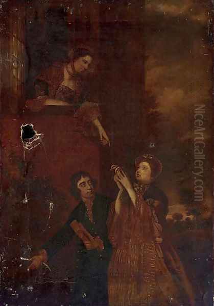 Charles James Fox, Lady Sarah Bunbury and Lady Susan Fox Strangeways in the gardens of Holland House Oil Painting by Sir Joshua Reynolds