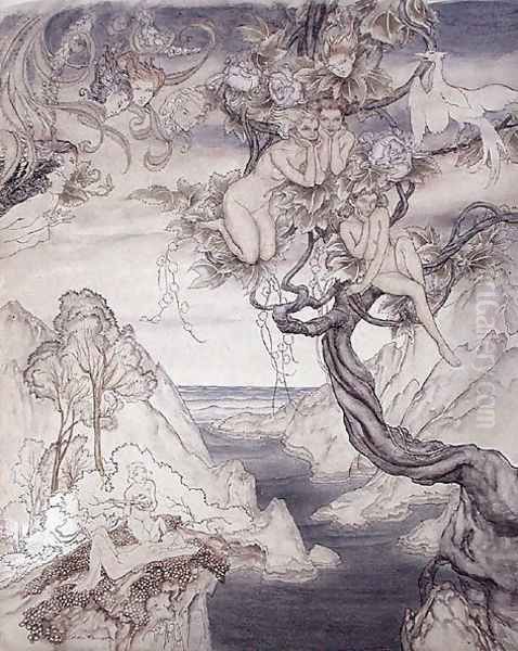 A Fairy Song, drawn for Act II, scene ii, from A Midsummer Nights Dream Oil Painting by Arthur Rackham