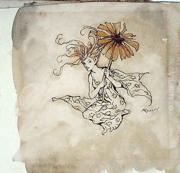 Daisy Fairy, illustration from Peter Pan in Kensington Gardens, by J.M. Barrie, published 1912 Oil Painting by Arthur Rackham