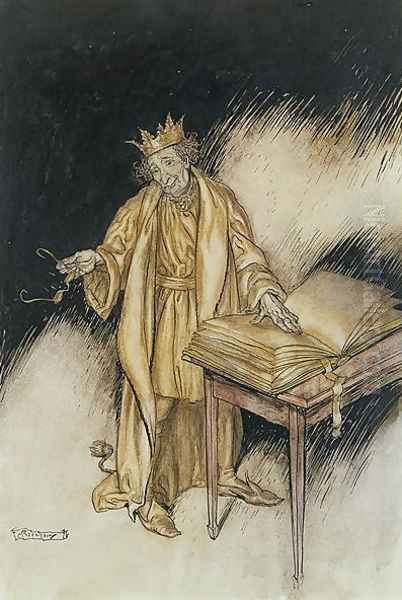 King Midas Oil Painting by Arthur Rackham