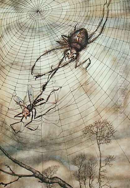 The Spider and the Fly, illustration from Aesops Fables, published by Heinemann, 1912 Oil Painting by Arthur Rackham