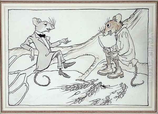 The Town Mouse and the Country Mouse, illustration from Aesops Fables, published 1912 Oil Painting by Arthur Rackham