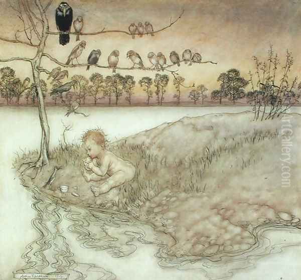 Illustration to Peter Pan in Kensington Gardens by J.M. Barrie, 1912 Oil Painting by Arthur Rackham