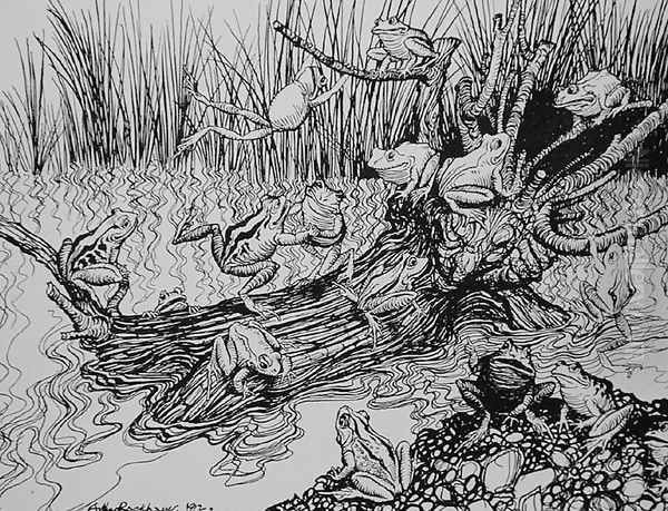 King Log, illustration from Aesops Fables, published by Heinemann, 1912 Oil Painting by Arthur Rackham