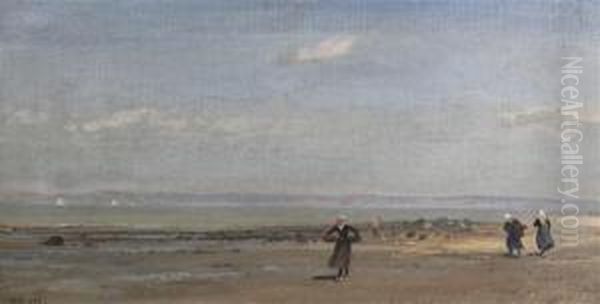 Women On The Beach At Low Tide Oil Painting by Henry Moore