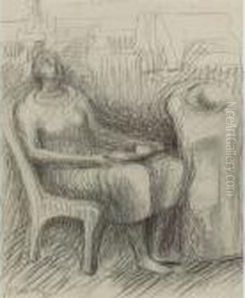 Seated Woman Oil Painting by Henry Moore