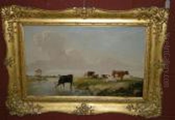 Cattle Scene Oil Painting by Henry Moore