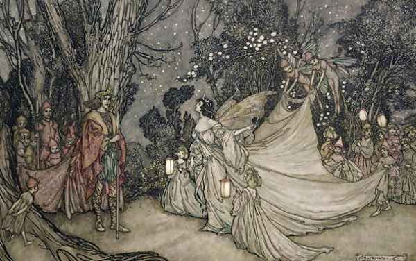 The Meeting of Oberon and Titania, 1905 Oil Painting by Arthur Rackham