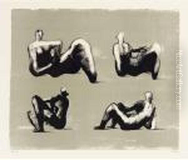 Four Reclining Figures, From Omaggio A Michelangelo (c. 333) Oil Painting by Henry Moore