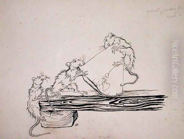 Rats...ate the cheese out of the vats, illustration from The Pied Piper of Hamelin, version by Robert Browning, published 1934 Oil Painting by Arthur Rackham