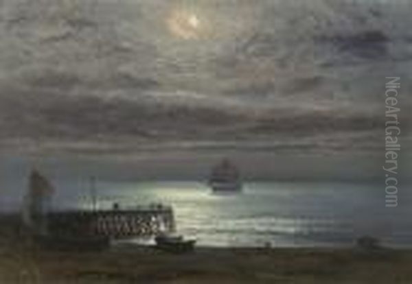 Yarmouth Jetty, Moonlight Oil Painting by Henry Moore