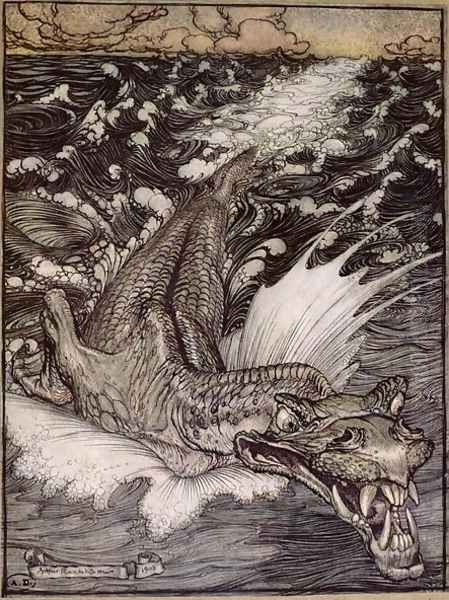 The Leviathan, 1908 Oil Painting by Arthur Rackham