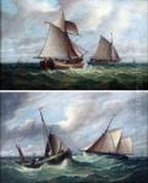 Shipping At Sea Oil Painting by John Moore Of Ipswich